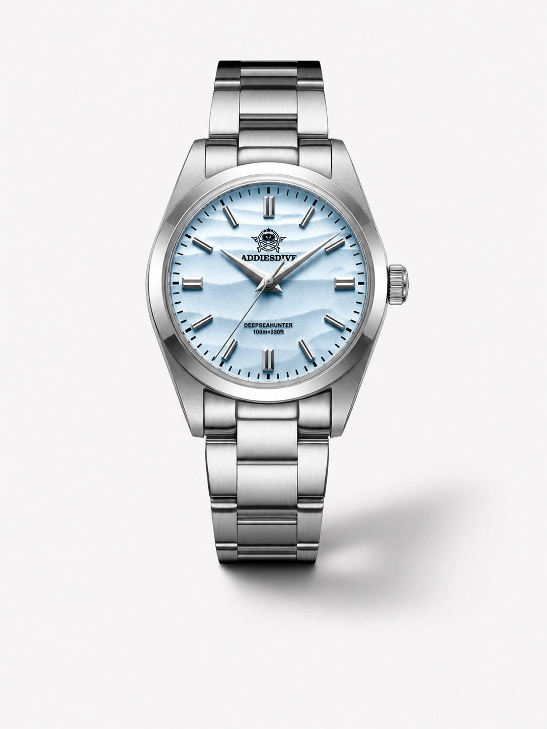 Azure Royale luxe herenhorloge van roestvrij staal met zilveren kast en blauwe wijzerplaat