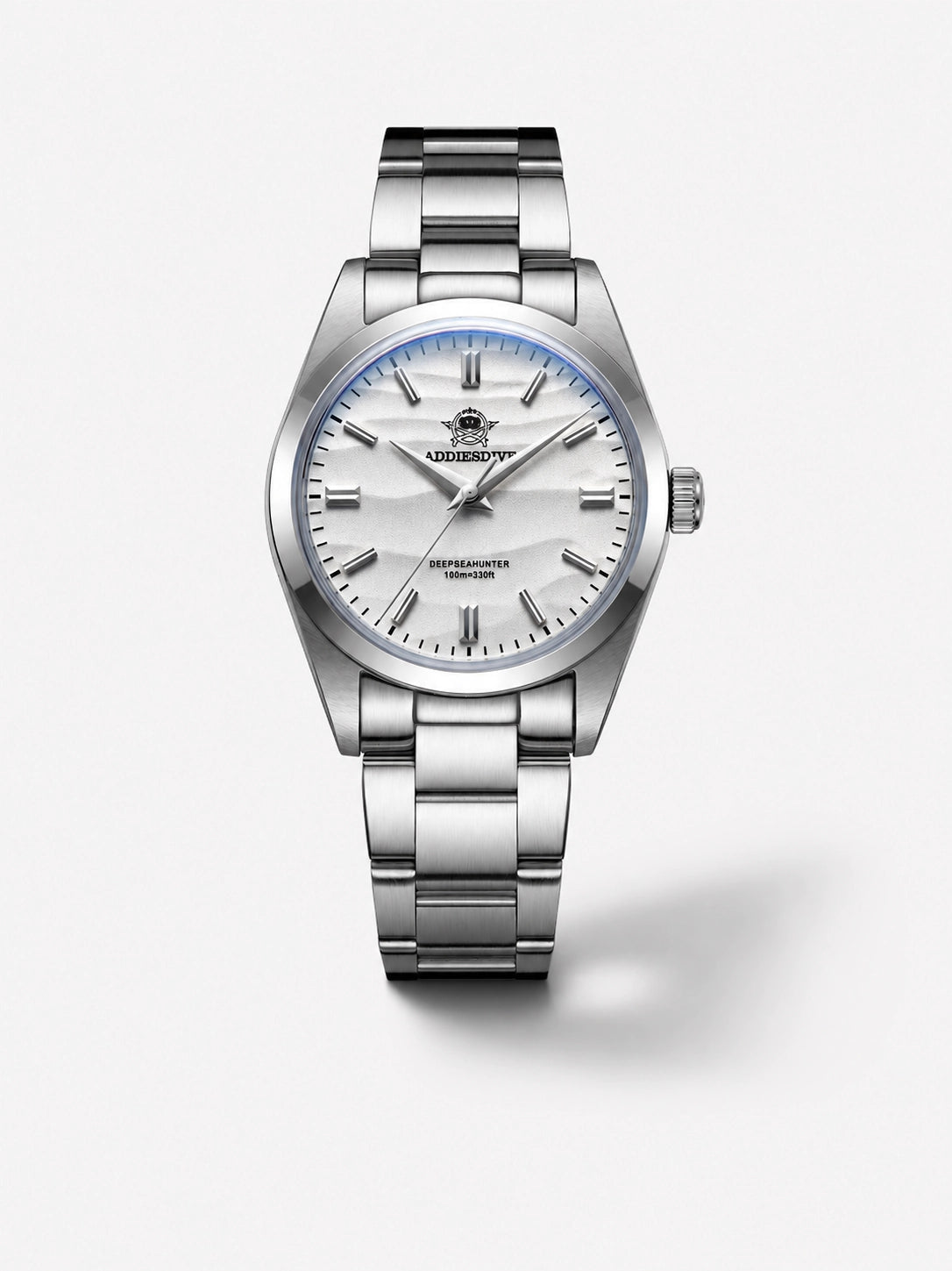 Imperial Frost luxe herenhorloge van roestvrij staal met zilveren kast en witte wijzerplaat