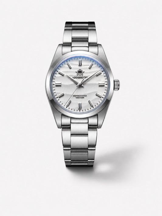 Imperial Frost luxe herenhorloge van roestvrij staal met zilveren kast en witte wijzerplaat