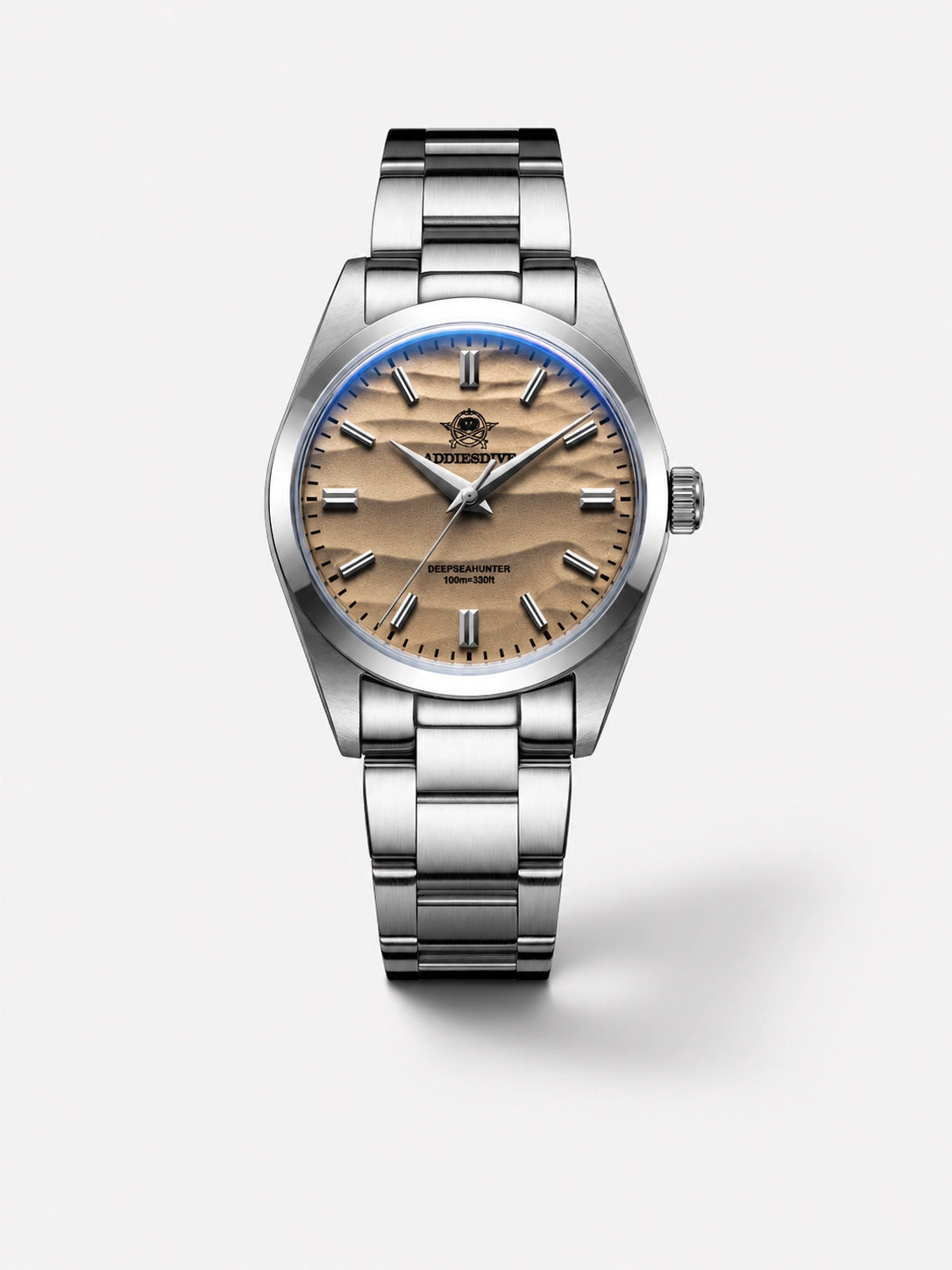Sahara Prestige luxe herenhorloge van roestvrij staal met gouden kast en witte wijzerplaat